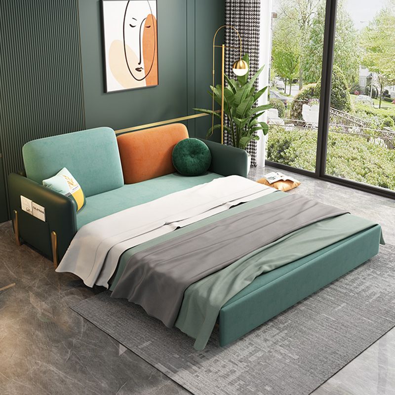 35" Wide Glam Sleeper Sofa Futon Pillow Included Green Sleeper Sofa