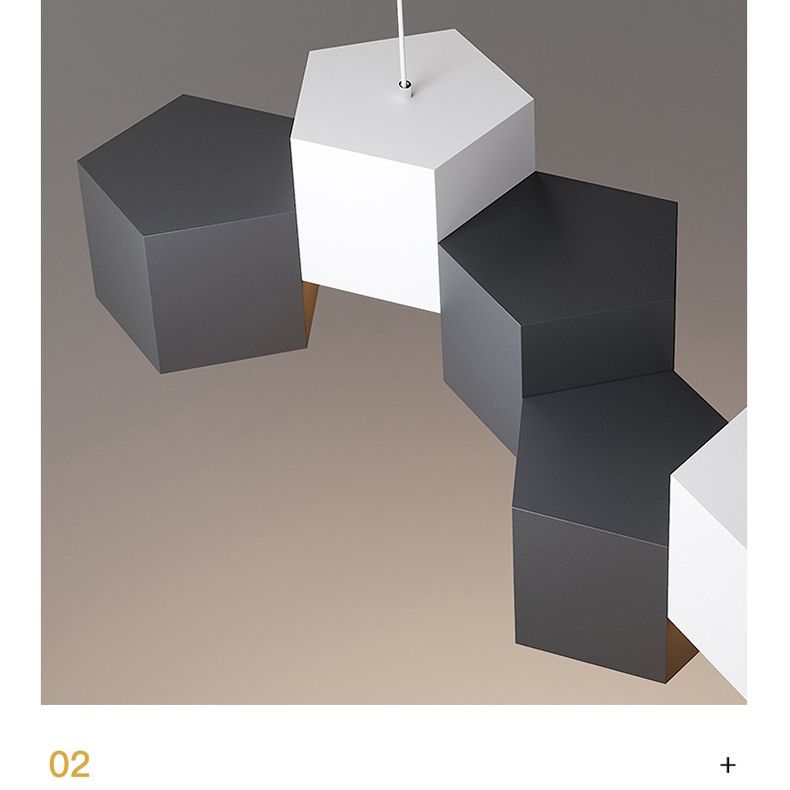 Lampada dell'isola a led macaron lampada sospesa pentagonale con tonalità in metallo per una cena