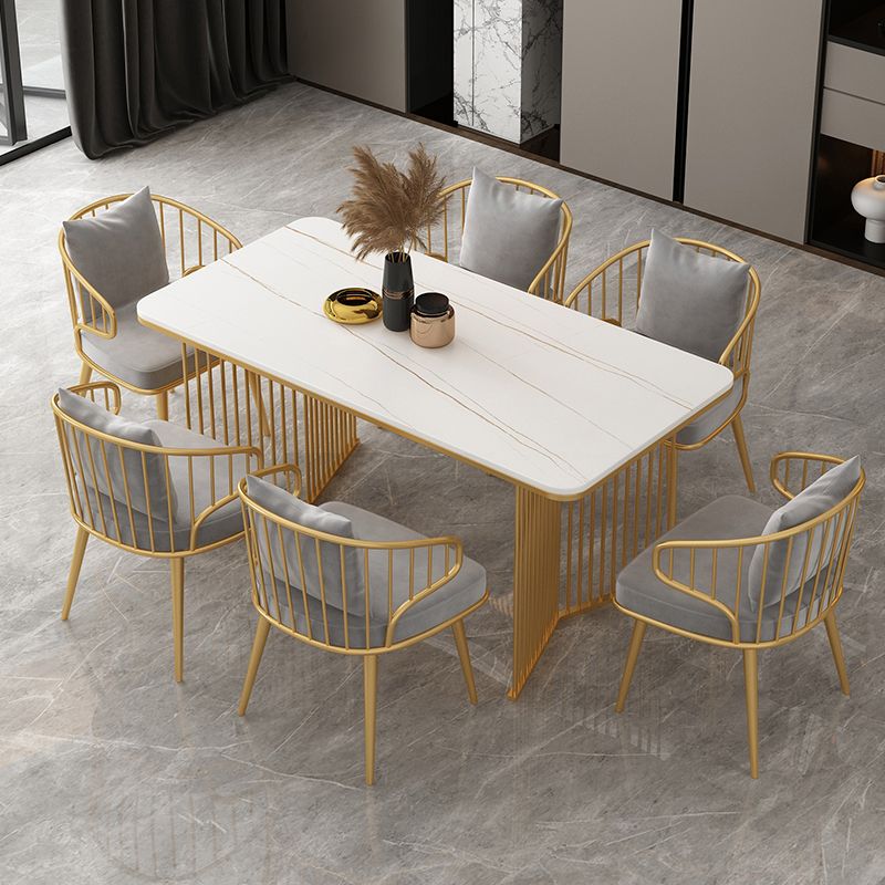Scandinavian Sintered Stone Dining Room Furniture with Double Pedestal Table Dining Table Sets