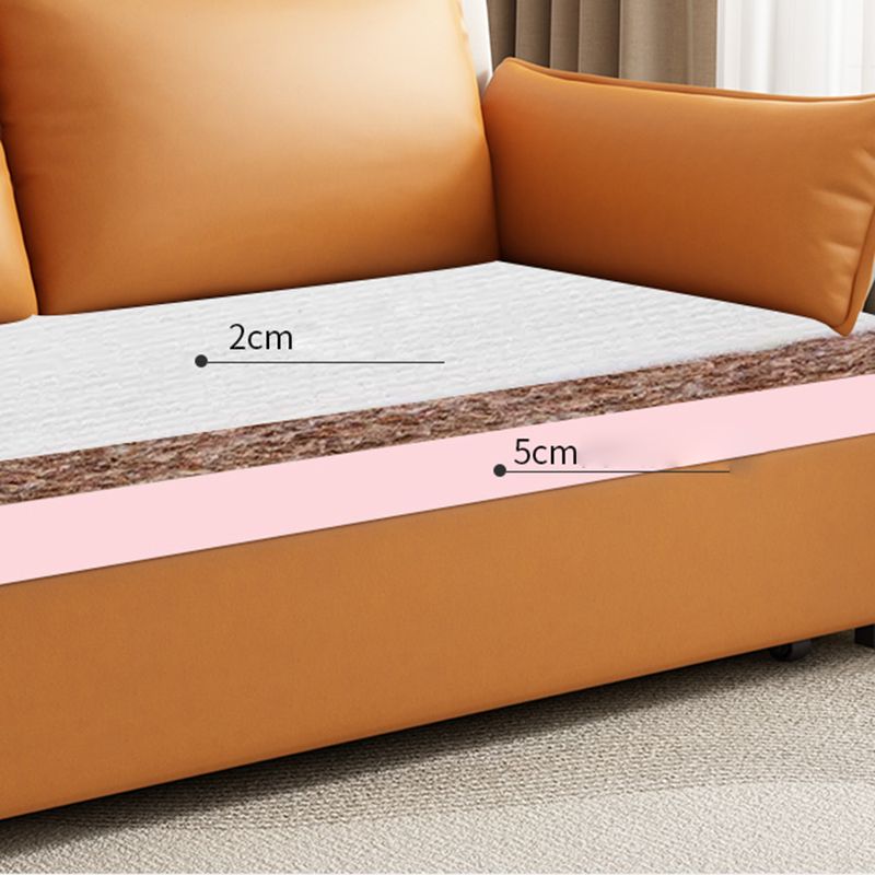 Modern Faux Leather Sleeper Sofa 35.43"H Upholstered Pillow Top Arms Sofa Bed