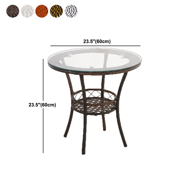 4 Legs Single Coffee Table Glass Modern with Shelf Cocktail Table