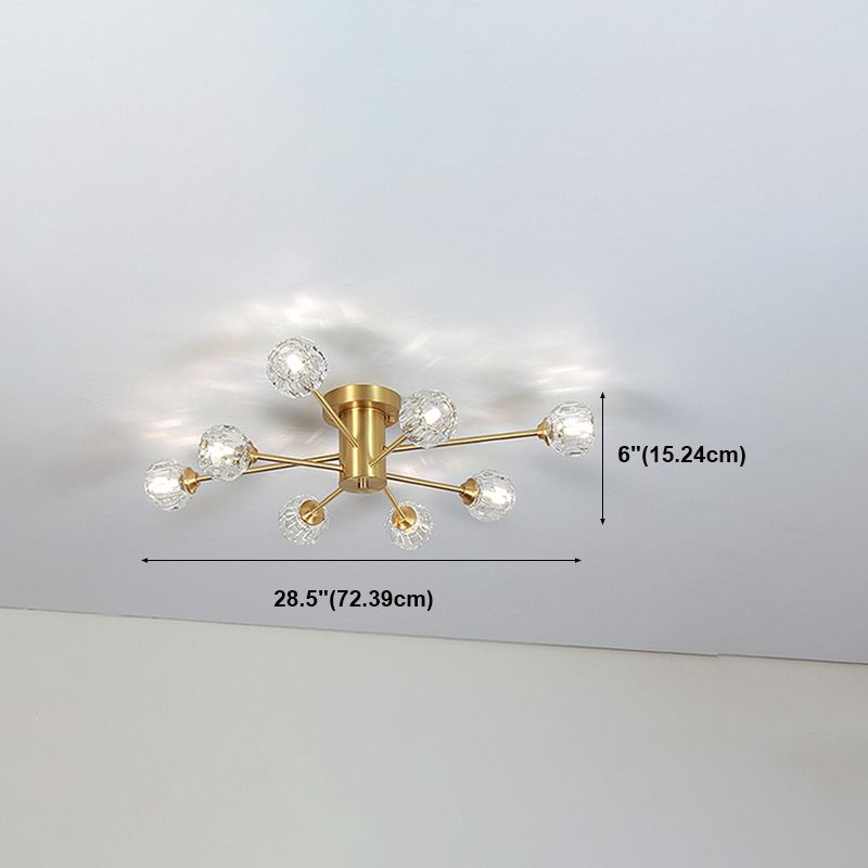 Contemporary Globe Flush Light Crystal Flush Mount Ceiling Fixture in Gold