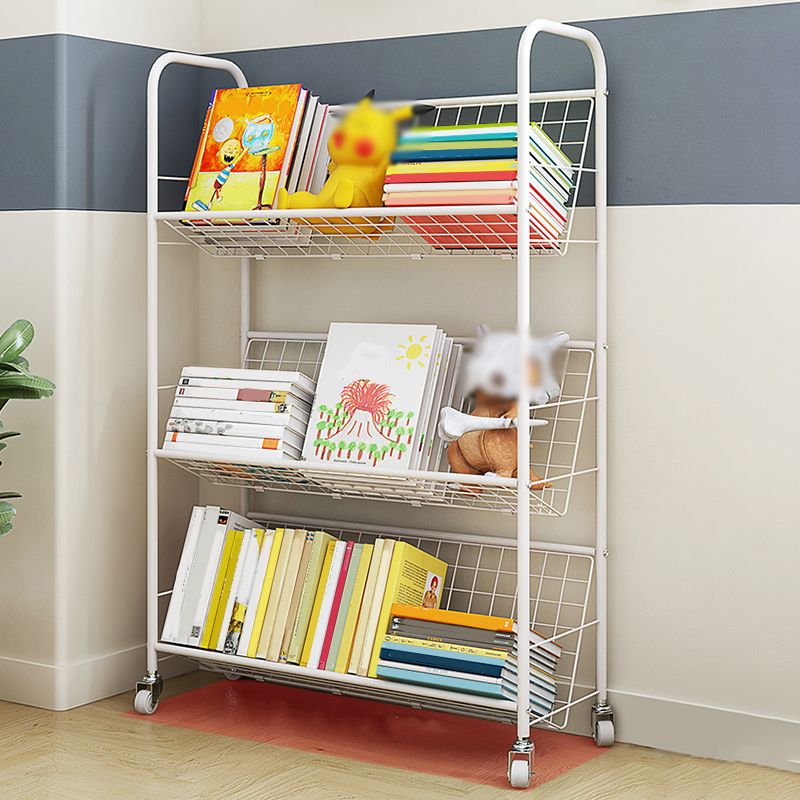 Modern Style Etagere Bookshelf Vertical Open Back Metal Bookcase for Home