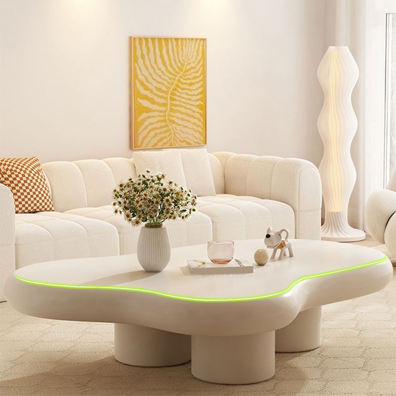 White 4 Legs Coffee Table Contemporary Geometric Wood Cocktail Table