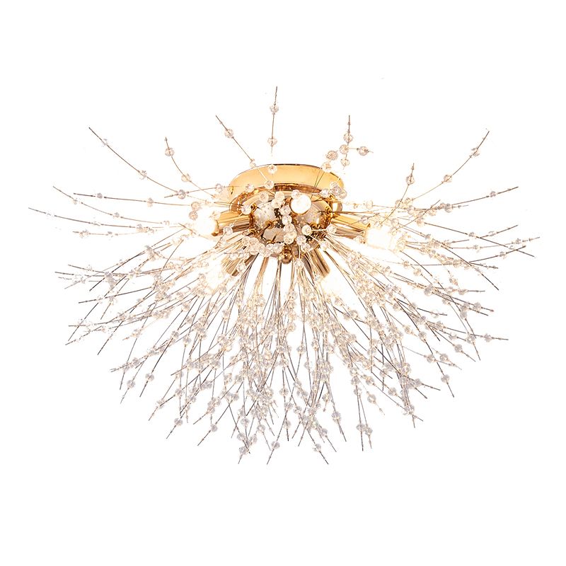 Unique Shape Crystal Flush Light Modern Style Multi Lights Flush Mount Fixture