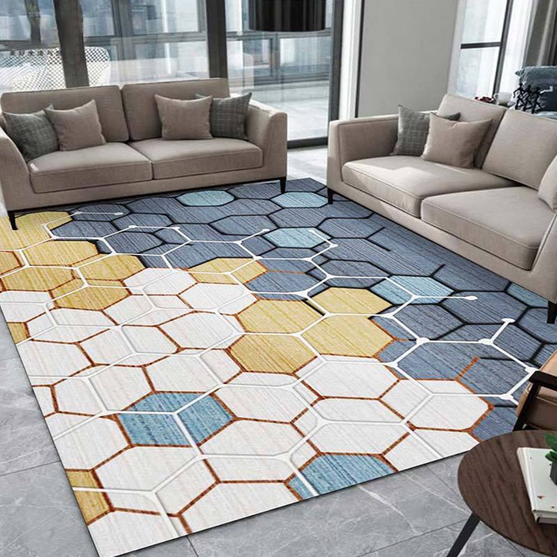 Multi Colored Plant Print Rug Polypropylene Simplicity Carpet Non-Slip Pet Friendly Indoor Rug for Living Room