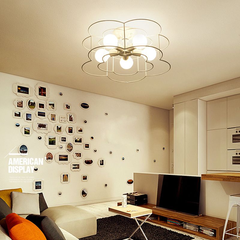 5 Blub Plafonnier Style Macron Cadre En Métal Semi Encastré Pour Chambre Fille Garçon