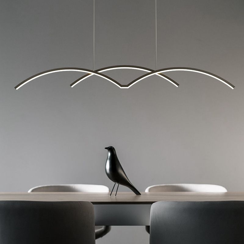 2 Light Linear Island Lights Contemporary Metal Island Pendants for Kitchen