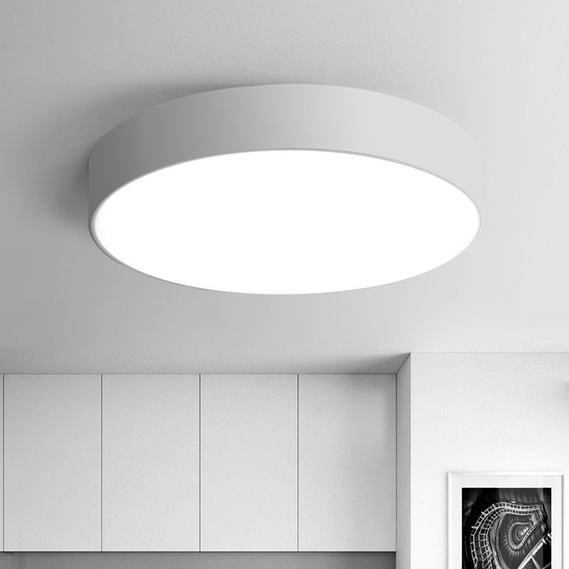 Nordic Short Drum Ceiling Flush Acrylic Kitchen LED Flush Mount Recessed Lighting in Black/White, 16"/19.5" Diameter