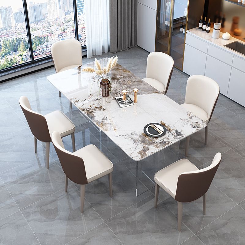 Mid-Century Dinette Table Rectangle Stone Dining Room Table for Home