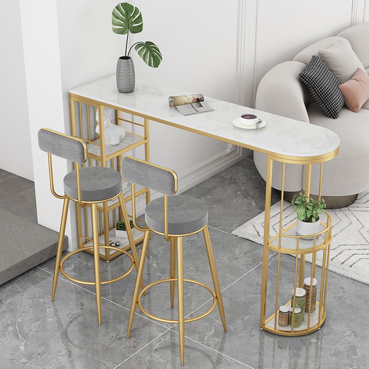 Contemporary Stone Bar Table Set 1/3 Pieces Bar table with Upholstered Stools for Indoor