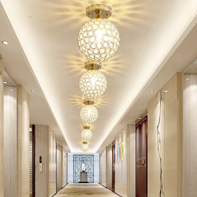 Lámpara de techo esférica Simplicity, luz empotrada para pasillo de 1 luz de cristal