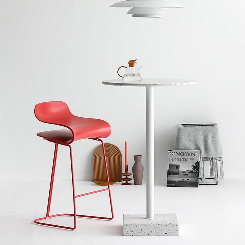 Contemporary Footrest Low Back Barstool Plastic Matte Finish Coffee Shop Stool