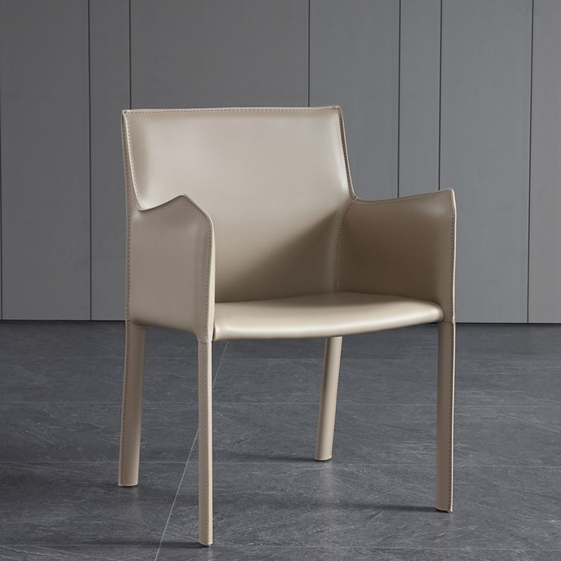 Modern Upholstered Dining Arm Chair Faux Leather Dining Accent Chair
