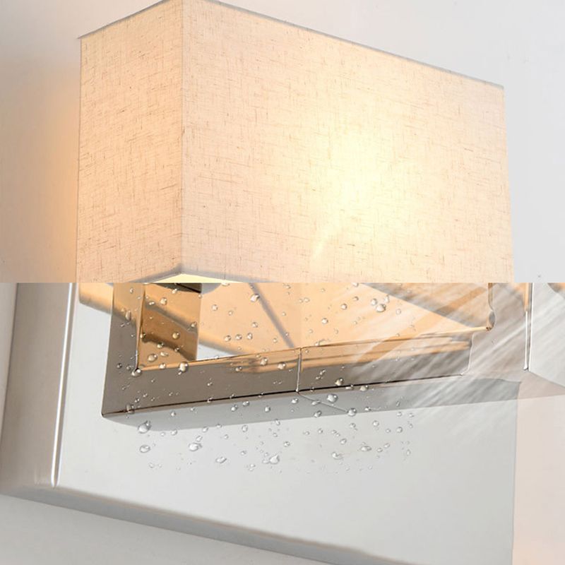 Rectangle Wall Light Sconce Simple Fabric LED Sconce Lighting in Beige for Bedroom