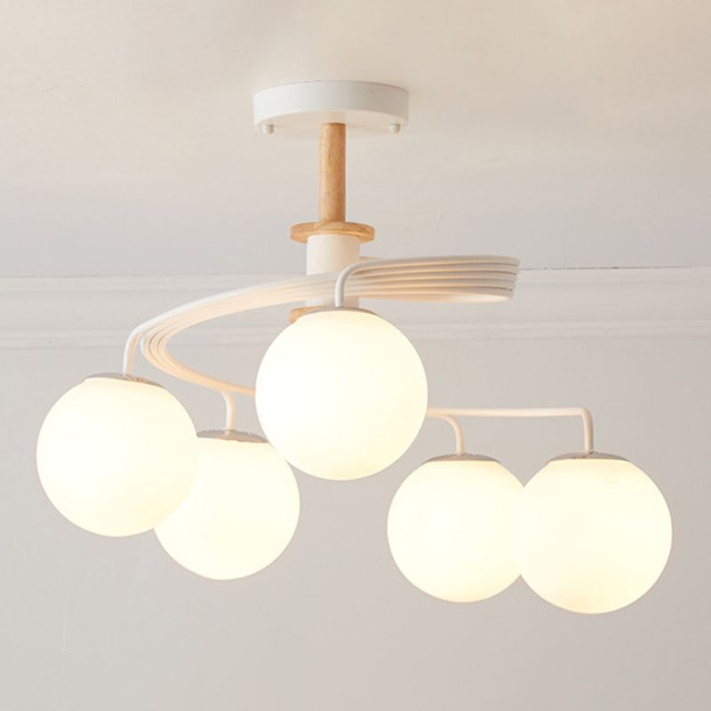 Contemporary Sphere Flush Light Glass Macaron Flush Mount Ceiling Fixture