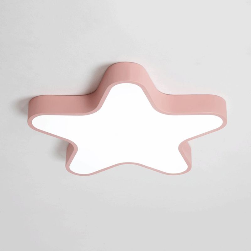 Modern Creative Macaron LED Ceiling Light Wrought Iron Star Flush Mount with Acrylic Shade