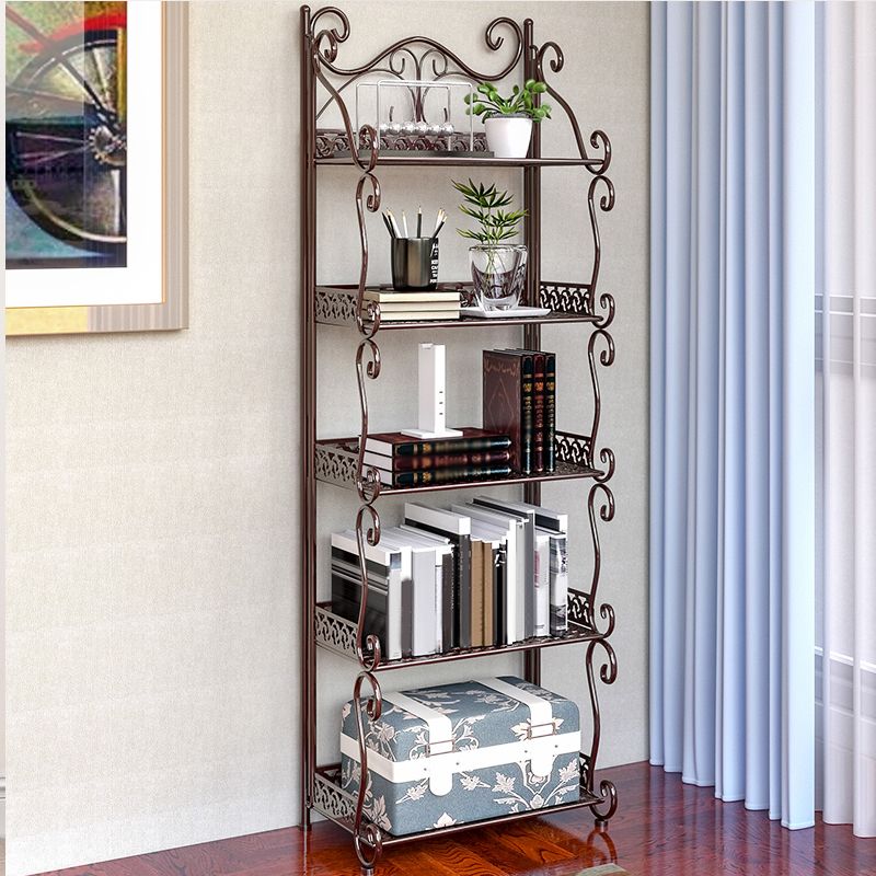 Metal Standard Bookcase Contemporary Open Back Bookshelf with Shelves