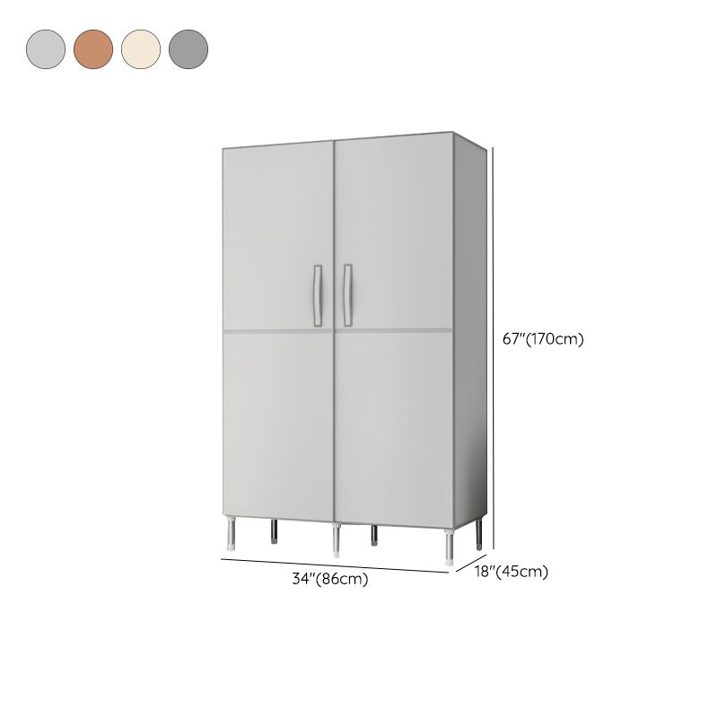 Hinged Wardrobe Cabinet with Garment Rod Steel Wardrobe Armoire
