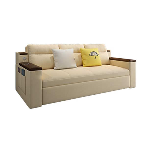 32.28" High Sofa Bed with Upholstered Foldable Faux leather Contemporary Mustard