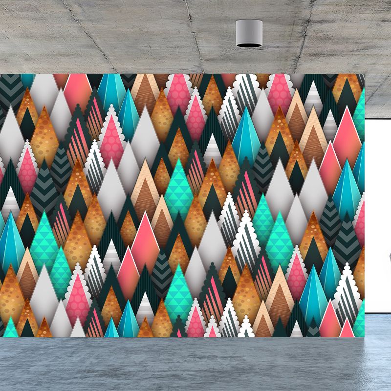 Geometric Triangle Wallpaper Mural Moisture Resistant Bedroom Wall Covering