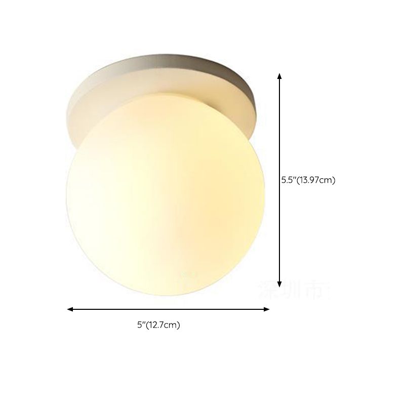 White Shaded Flush Mount Lighting Contemporary Globe Ceiling Light for Foyer