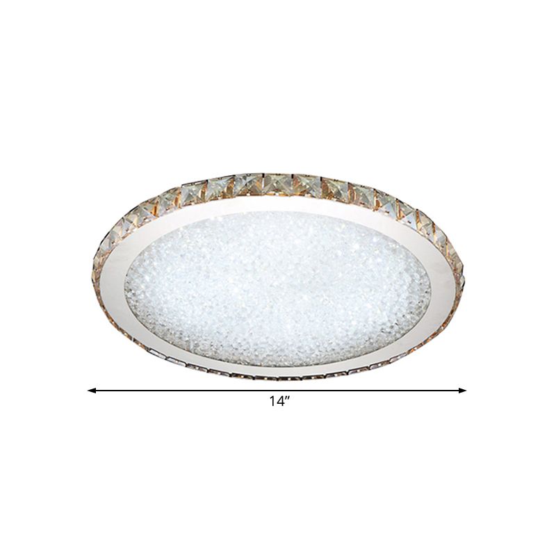 Plafonnier circulaire moderne à 1 lumière en cristal clair/ambre de 8,5"/14"/18" de large, luminaire de plafond à LED en lumière chaude/blanche