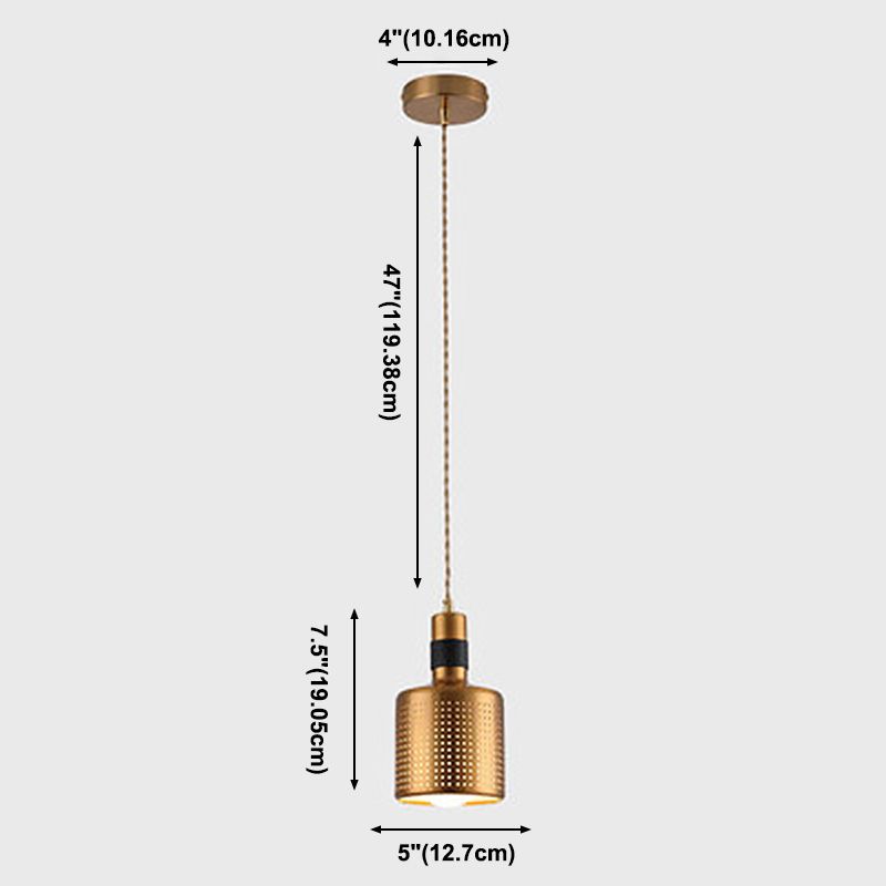 Modern Shaded Hanging Pendant Light Metal Dinning Room Suspended Lighting Fixture in Gold