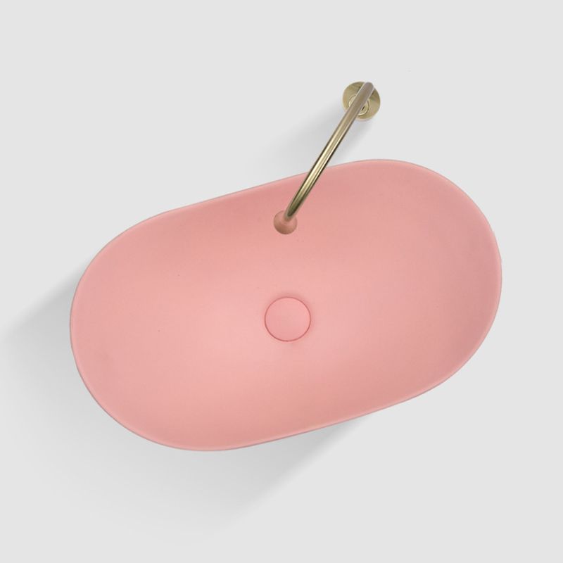 Modern Bathroom Sink Porcelain Oval with Basin and Faucet Vessel Lavatory Sink