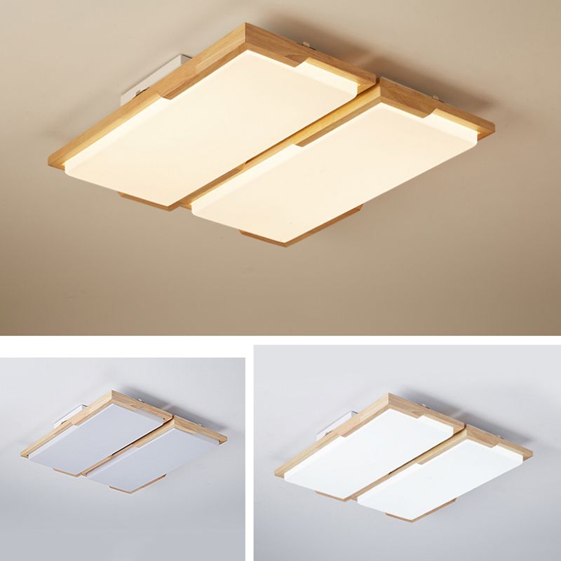 Plafonnier LED moderne en bois, luminaire de plafond encastré pour le salon