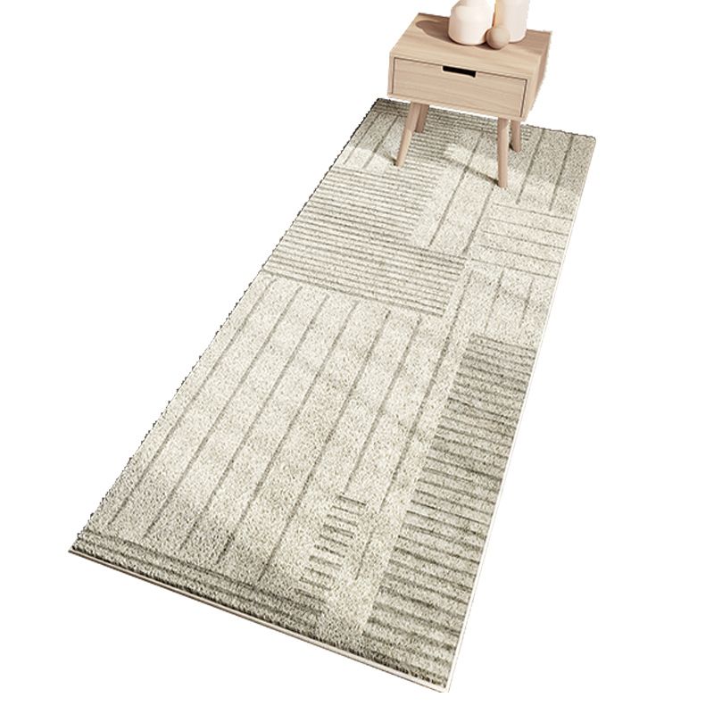 Grey Geometric Pattern Area Rug Polyester Modern Area Carpet Non-Slip Backing Rug for Bedroom