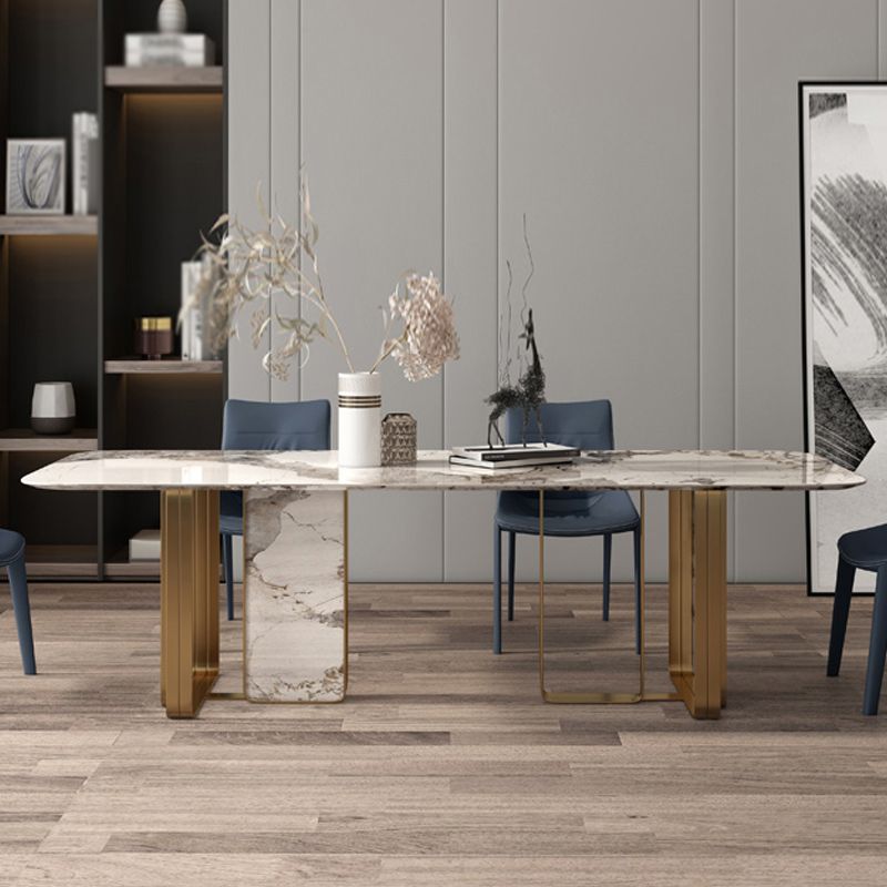 Glam Gesinterde Steengrijze Eettafel Standaard Rechthoekige Eettafel voor Keuken