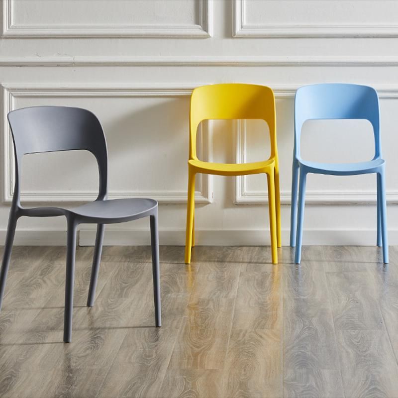 Nordic Style Armless Side Chairs Open Back Chairs with Plastic Legs for Home Use
