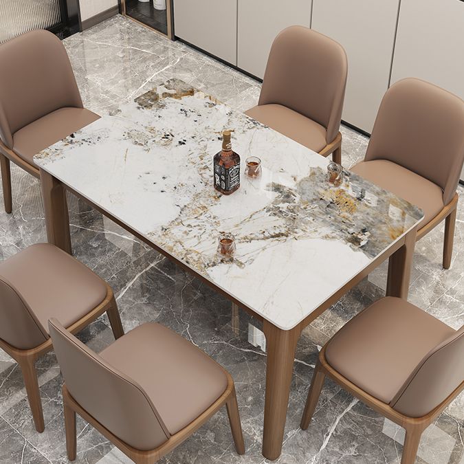 Rectangle Dining Site Table Midcentury Style Stone Dinner Room Kitchen Table