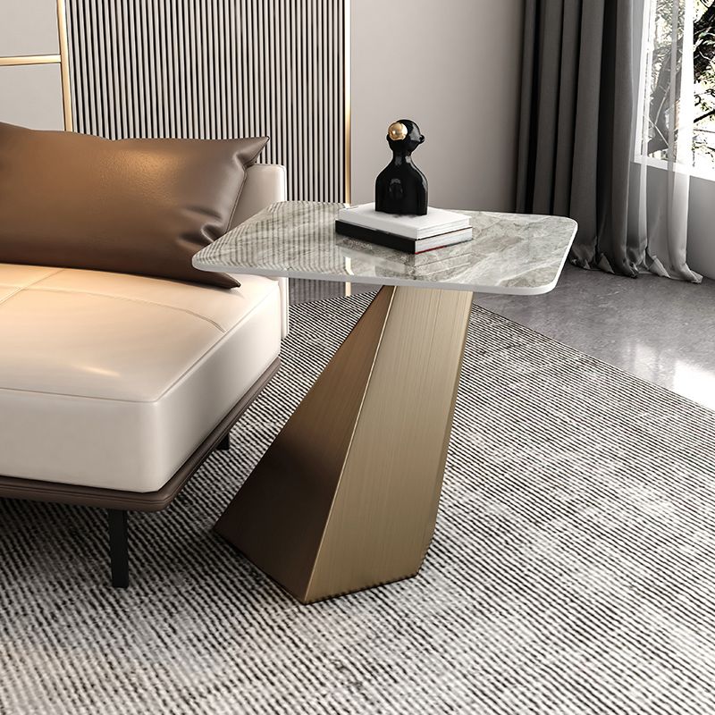 20.5" Tall Modern Slate Top Side Table Steel Pedestal End Table