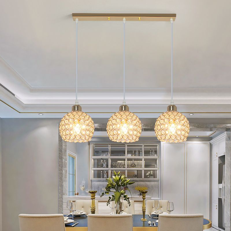 Crystal Sphere Pendant Modernity Multiple Hanging Light for Dining Room