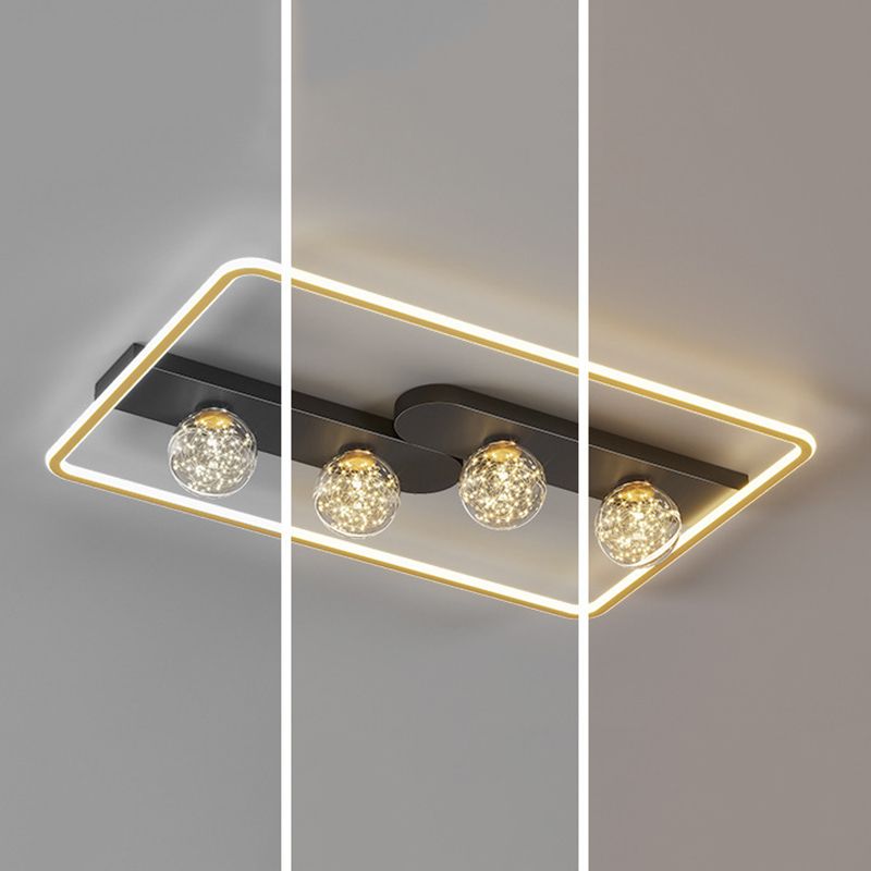 Lámpara de techo minimalista LED de metal con montaje empotrado geométrico de oro negro para sala de estar