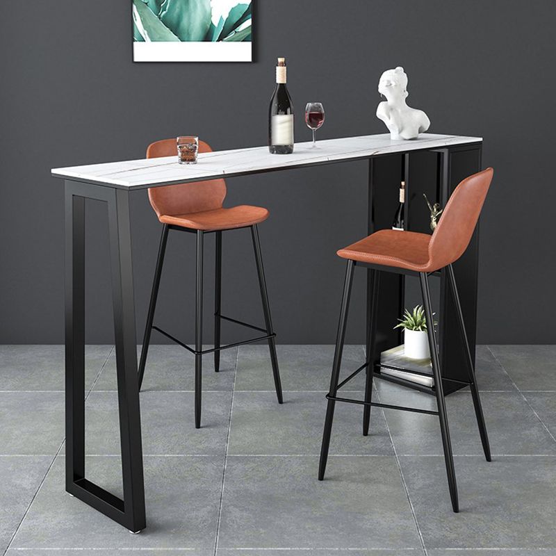 Sintered Stone Bar Table Modern Rectangle Bar Table with Storage Shelves