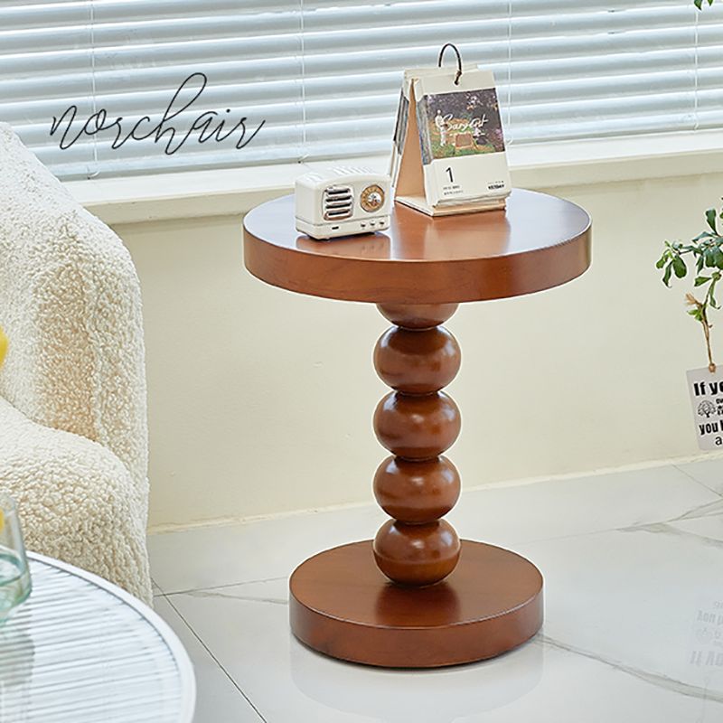 Contemporary End Table Solid Wood Pedestal Round Living Room Side Table