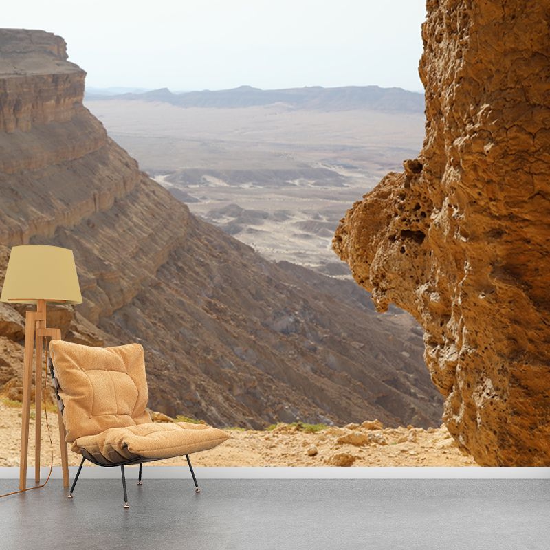 Barren Desert Landscapes Mural Mildew Resistant Wallpaper for Reading Room