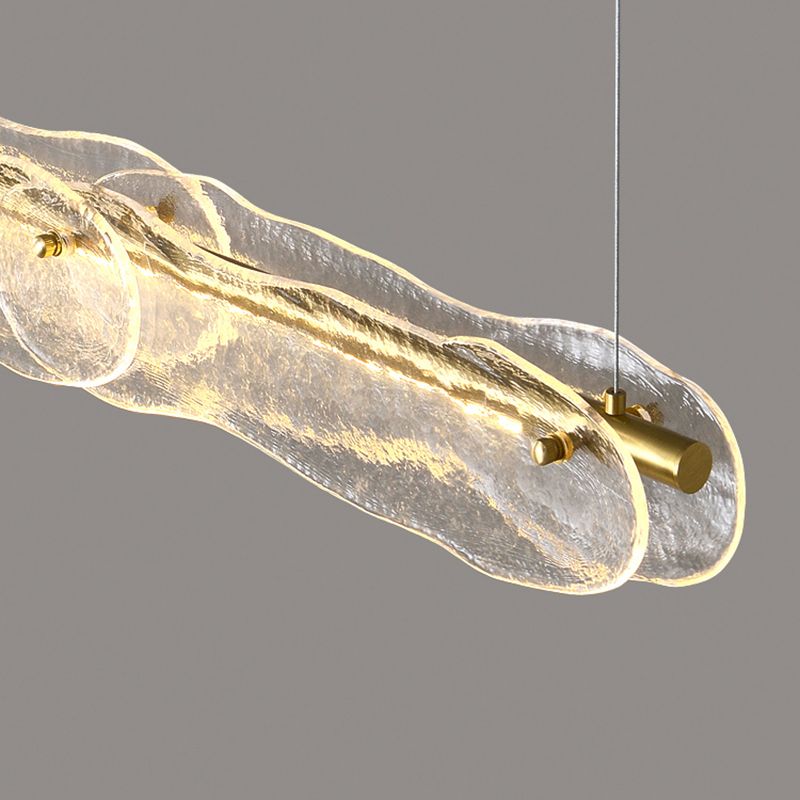 1-Light Island Light Modern Style Linear Shape Glass Shade Pendant Lighting