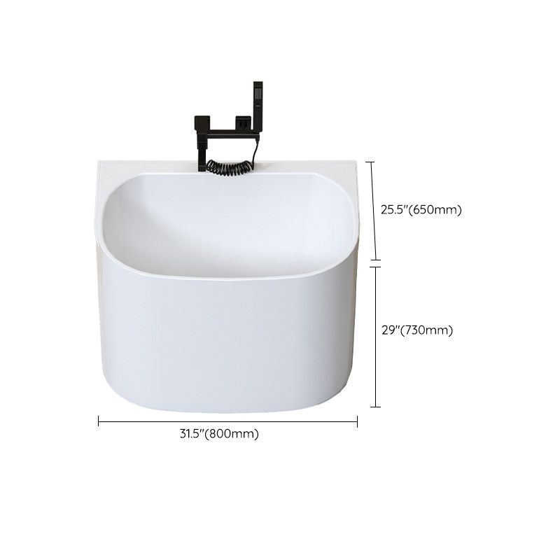 Modern Corner White Acrylic Bathtub Back to Wall with Drain Bath Tub