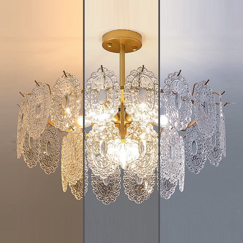 Modern Style Chandelier Light Fixture Metal Chandelier with Glass Shade