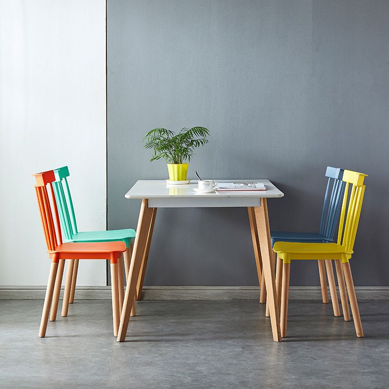 Contemporary Wood Indoor-Outdoor Room Side Chair Slat Back Chair