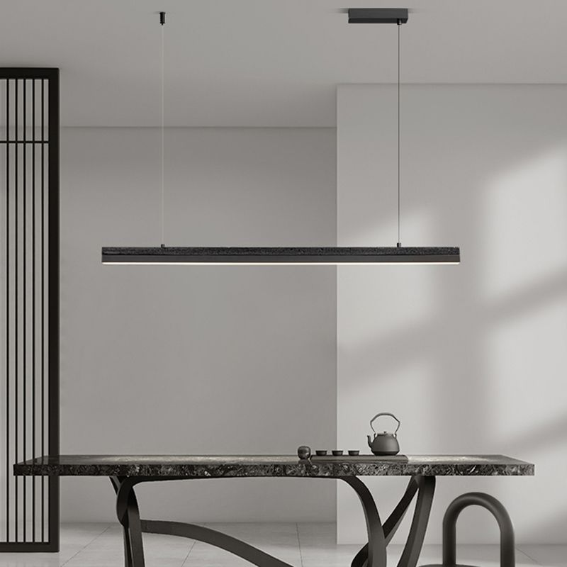 Minimalism LED Hanging Light Linear Island Light Fixture in Black for Dining Room