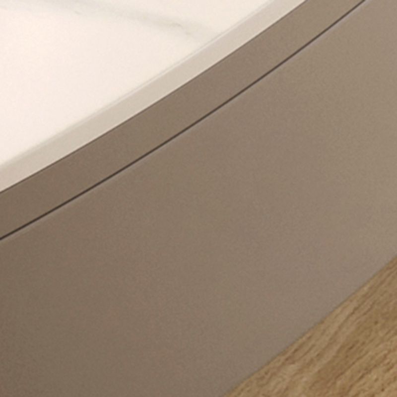 13.7"Tall Drum Oval Slate Top Coffee Table with Drawer for Living Room