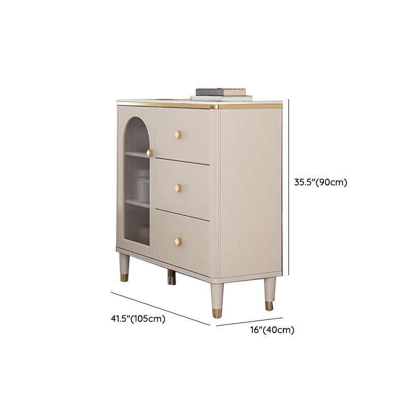 Contemporary Glass Doors Display Stand Wood Hutch Cabinet for Living Room