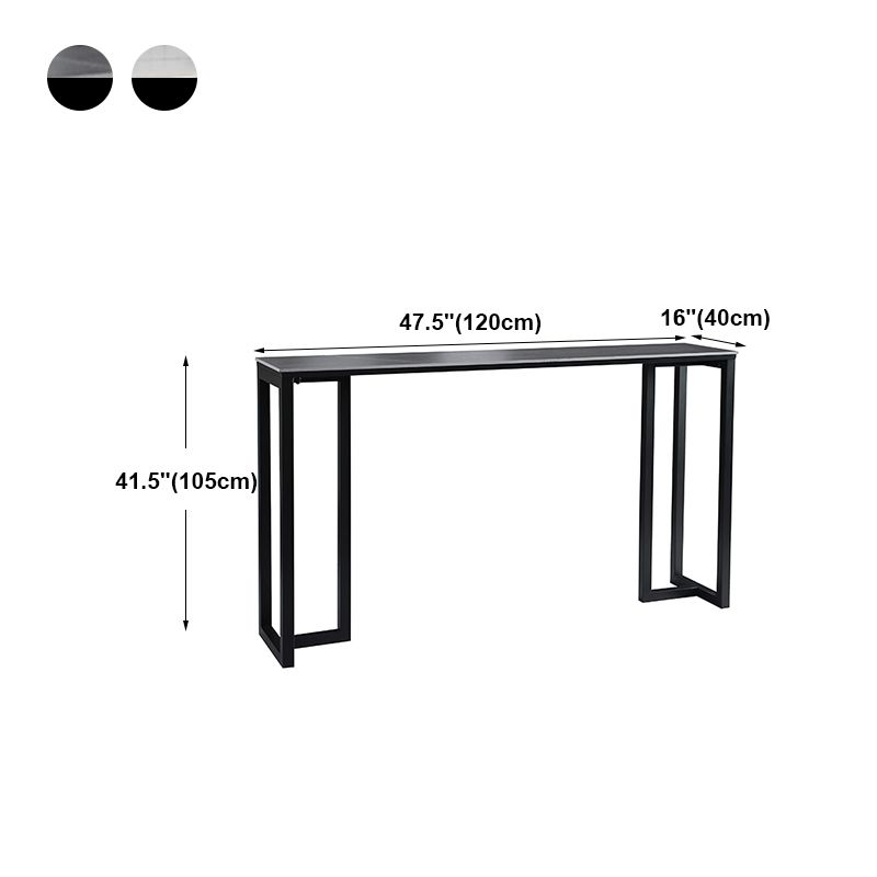 Table à manger du bar à barre rectangulaire contemporain avec base de barreau noir