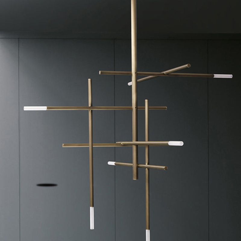 Modern Characteristic LED Pendant Light Plastic Linear Chandelier for Living Room