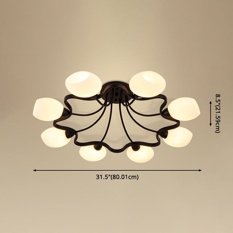 Ronde semi-inbouwlamp Melkglas Traditionele inbouwplafondlamp